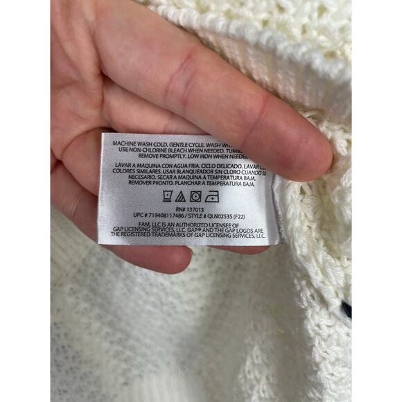 GAP White Cable Knit Coastal Sweater XSmall Nautical Neutral Modest Career - Picture 5 of 9